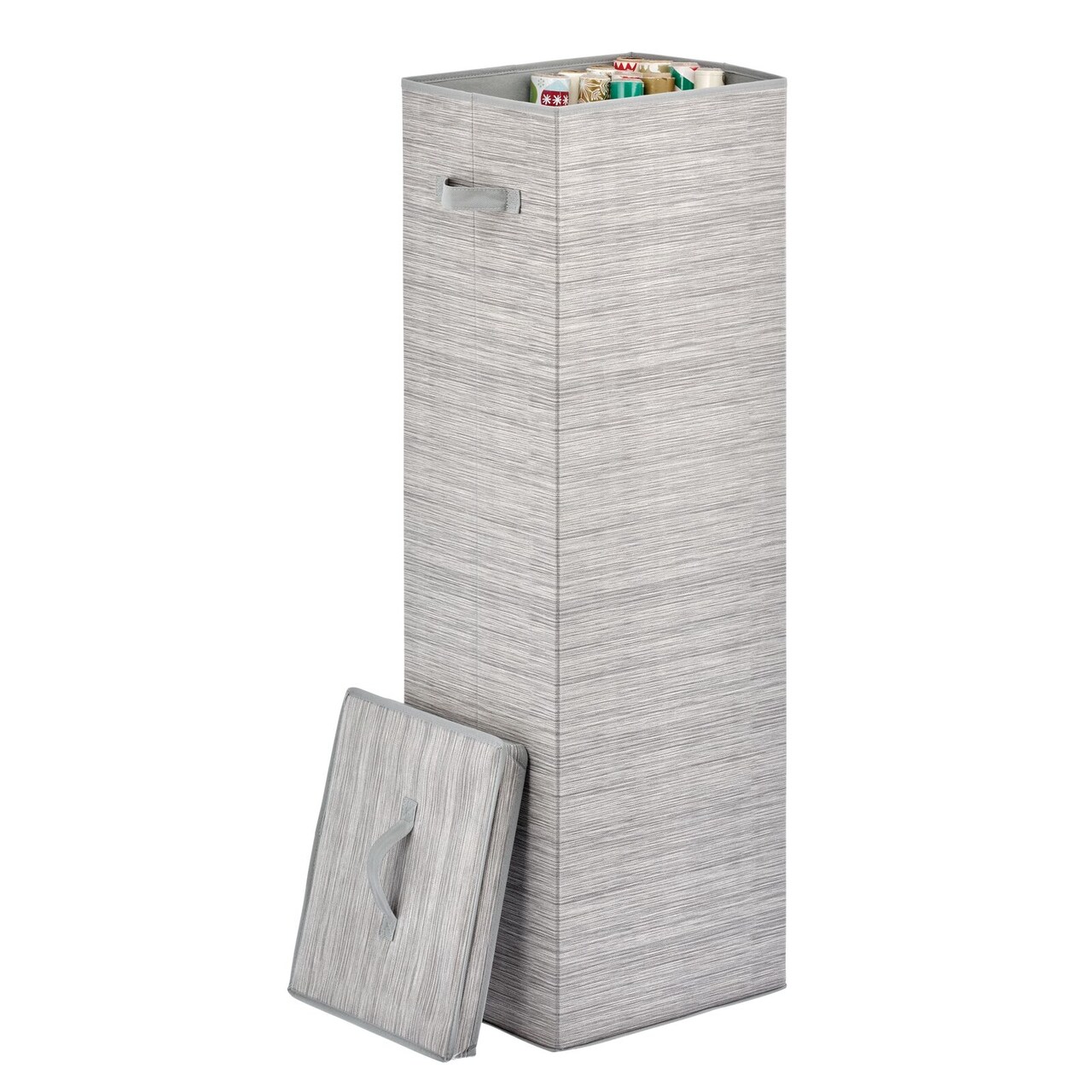 mDesign Tall Gift-Wrapping Paper Storage Box with Handles + Removable Lid